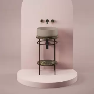 Artceram Vogue Металлическая структура &Oslash;44хh72,5см, напольная, с раковиной, с мраморной столешницей и полочкой, цвет: moka/matera