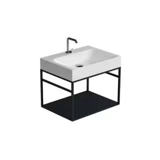 Kerasan Cento Стальная структура 60х45см, с раковиной на 1 отв, подвесная, с металлической полкой, цвет: черный матовый