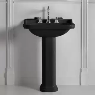 Kerasan Waldorf Раковина 80х55 см, 1 отв., с пьедесталом, керамическая, цвет: черный/хром