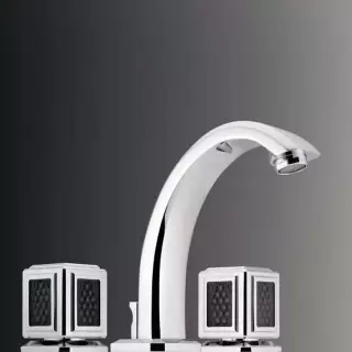 THG Metropolis cristal noir Смеситель для раковины, 3 отв., цвет: хром/черный хрусталь