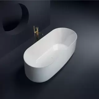 Gruppo Treesse Calida Ванна 155х80х55см., отдельностоящая, акриловая, c переливом, сифон, цвет: белый матовый