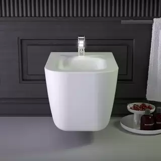 KNIEF Glam Биде подвесное 58х39х37 см, с 1 отв под смеситель, цвет: белый матовый