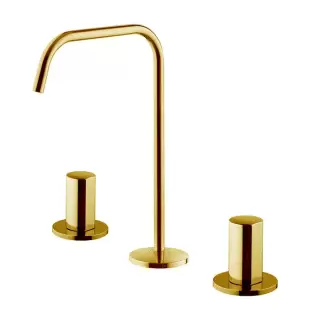 Carlo Frattini Sottolavabo Смеситель для раковины, на 3 отверстия, без ручек, поворотный излив &Oslash; 10 мм., с донным клапаном click-clack, цвет: золото