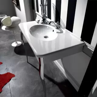 Kerasan Retro Консоль-раковина белая 100х55см, напольная, на 1 отв, с ножками cromo.