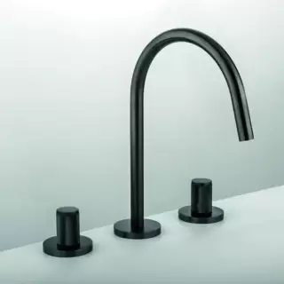 Gattoni MD Смеситель для раковины на 3 отверстия, ручки RONCO, с донным клапаном, цвет Dark brushed nickel