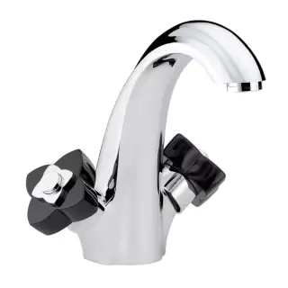 THG Petale de Cristal noir Смеситель для раковины, 1 отв., цвет: хром/черный хрусталь