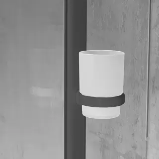 Novellini Giada Стакан, подвесной, для профиля, цвет: черный матовый