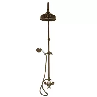 Gattoni PD Душевая колонка с термостатическим смесителем, верхним душем и лейкой, цвет: бронза