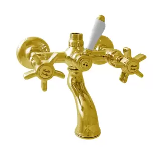 Nicolazzi Dames Anglaises Смеситель для ванны, настенный, с ручным душем, вывод сверху 3/4" (для душ. стойки), цвет: золото