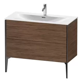 Duravit XViu Тумба подвесная 101x48x59.1см, с раковиной, 2 ящика, цвет: walnut dark/черный матовый