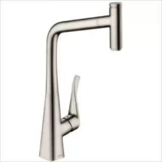 Hansgrohe Talis Select M51 Смеситель для кухни, на 1 отв, поворотный излив: 22см с вытяжным душем, 1jet, h:28.8см, sBox, кнопка вкл/выкл, цвет: нержавейка