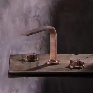 Gattoni GAS Смеситель для раковины на 3 отв., в комплекте с донным клапаном, цвет: Matt old copper