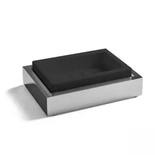 3SC SK 3.0 Мыльница настольная, композит Solid Surface, цвет: чёрный/хром