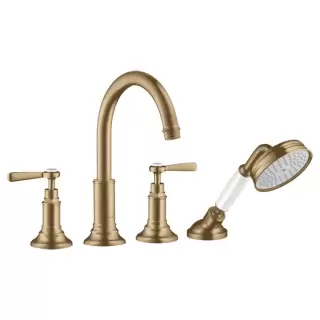 Axor Montreux Смеситель на борт ванны, на 4 отв., с ручным душем, ручка: рычаг, цвет: шлифованная бронза