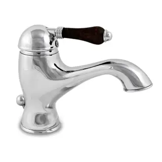 Nicolazzi Forest Смеситель для раковины однорычажный, с донным клапаном, ручки дерево, цвет: хром