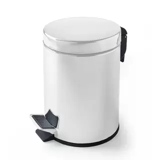 3SC Metal Tonda Ведро 5 л. 22,5x30,5xh33,5 см, с педалью, с крышкой и механизмом softclose, цвет: белый матовый