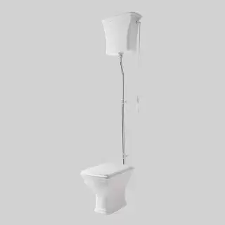 Artceram CIVITAS Унитаз 36х54см., с высоким бачком и трубой хром, с механизмом с цепочкой и ручкой, с сиденьем, микролифт, цвет: белый