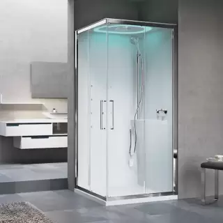 Novellini Eon A Душевая кабина 100х80х236.5cм., Dx, турец баня, термостатический смеситель, гидромассаж, верхний душ, подсв, цвет: хром/белый