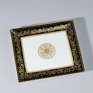 THG MARQUISE NOIR DECOR OR Поднос керамический 171х154 мм., настольный, middle size, декор черный/золото, цвет: белый
