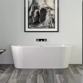 Knief Wall XS Ванна акриловая пристенная 165x75x58см, щелевой перелив SLOT, цвет: белый