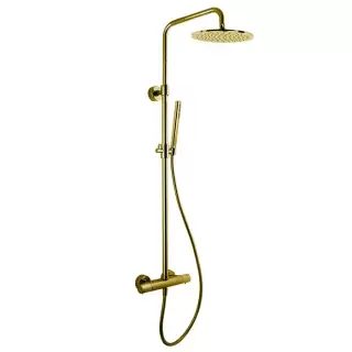 Fima Carlo Frattini Colonne doccia Душевая стойка, верхний душ 25см., с термостатическим смесителем, держателем и ручным душем, цвет: золото
