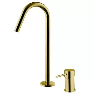 Fima Carlo Frattini Spillo Up Смеситель для раковины, на 2 отв., с донным клапаном, цвет: золото