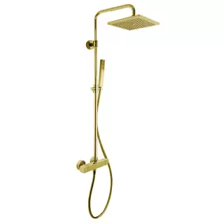 Fima Carlo Frattini Colonne doccia Душевая стойка, верхний душ 25х25см., с термостатическим смесителем, держателем и ручным душем, цвет: золото