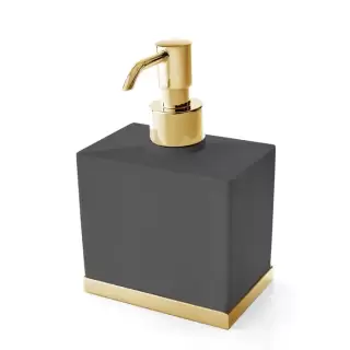 3SC Mood Deluxe Black Дозатор настольный, композит Solid Surface, цвет: чёрный матовый/золото 24к.