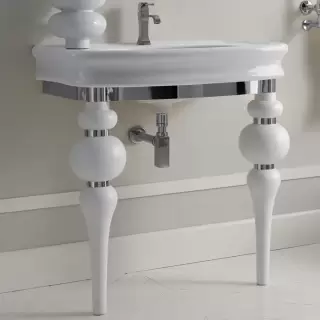 3SC VIA VENETO Консоль с раковиной LANTE 90 см,цвет белый глянец, в комплекте с сифоном, напольная, цвет консоли белый матовый/хром