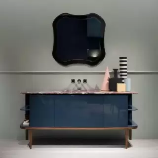 Antonio Lupi ILBagno Комплект мебели: тумба напольная с раковиной 180x54см, мраморная столешница, зеркало, цвет: Strada lucido/Rose/хром