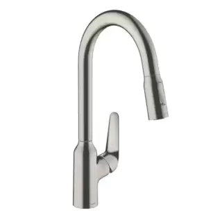 Hansgrohe Focus Кухонный смеситель, на 1 отв., с выдвижным изливом, изилв: 22см., цвет: полированная сталь
