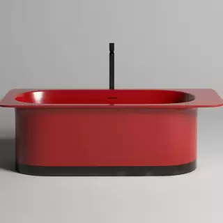 Salini Ninfea Ванна отдельностоящая 180х82х57.5см., донный клапан, сифон, слив-перелив, материал: S-stone, цвет: Carmine red