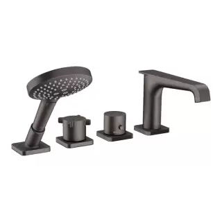 Axor Citterio E Смеситель на борт ванны, 4 отв., термостатический, с ручным душем, цвет: шлифованный черный хром