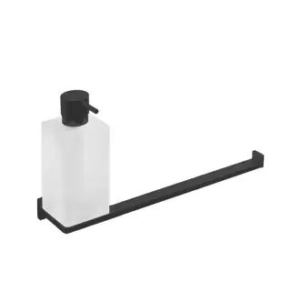 Colombo Look Дозатор для жидкого мыла с полотенцедержателем, подвесной, цвет: чёрный матовый/матовое стекло