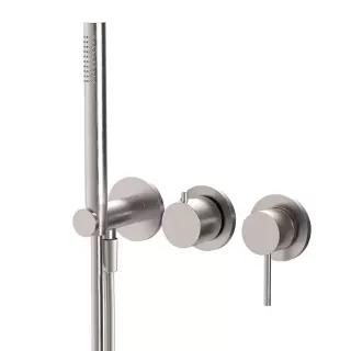 Fima Carlo Frattini Spillo Steel Смеситель для душа, встраиваемый, на 2 источника, с ручным душем, цвет: нержавеюшая сталь