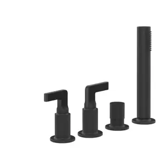 Gessi Inciso- Смеситель для ванны на 4 отверстия для наполнения через слив-перелив, подключение на 1/2", переключатель, шланг 1,50 м, убирающа, цвет: black XL