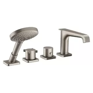 Axor Citterio E Смеситель на борт ванны, 4 отв., термостатический, с ручным душем, цвет: сталь