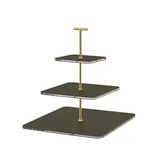 ADJ Сервировочная стойка 30x30xH35см., ручка "Т", цвет: олива/фурнитура золото