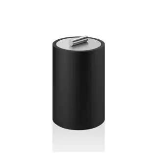 Decor Walther Black Stone DMD L Баночка универсальная 16x10см, настольная, крышкой, цвет: черный матовый / сталь матовая