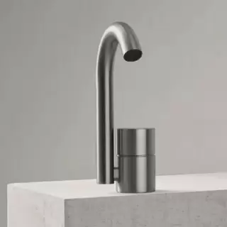 Fantini AA/27 Смеситель для раковины на 1 отверстие, однорычажный, без донного клапана, цвет: Матовая натуральная сталь