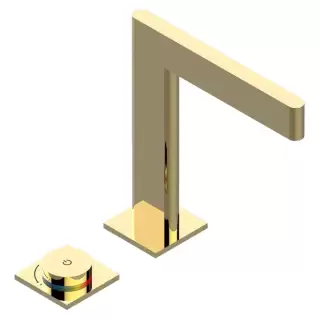 THG ICON-X TITANE A MANETTES Смеситель для раковины, 2 отв., электронный, с донным клапаном, цвет: полированное золото