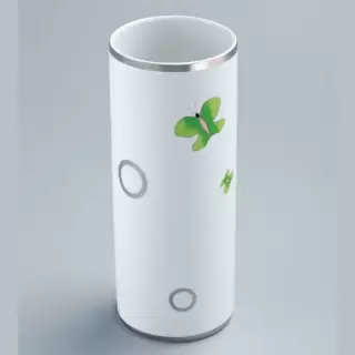 THG CAPUCINE VERT DECOR PLATINE Ваза керамическая, настольная, декор платина/зеленый, цвет: белый