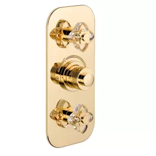 THG Pétale de Cristal clair liseré doré Смеситель для душа, термостатический, 2 потока, цвет: золото/прозрачный хрусталь с золотым декором