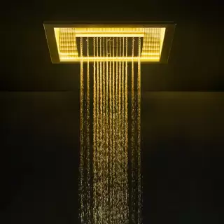 Gessi Sogni Душевая система, встраиваемая, хромотерапией с фунцией тропичекий ливень/водопад/распыление, пульт, цвет: Mirror Steel