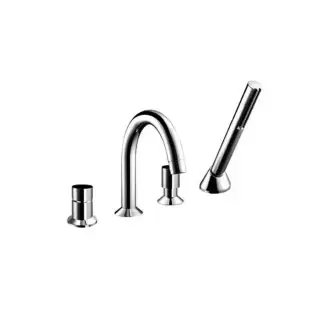 Fantini Nostromo Смеситель на борт ванны, 4 отв., с ручн душем, излив 195мм, цвет: Matt Gun Metal PVD