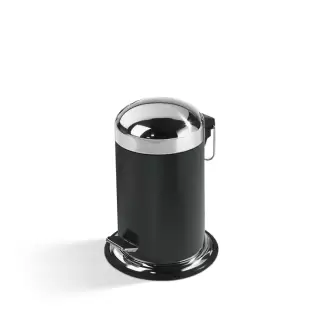 Decor Walther TE 30 Ведро 17xh31см, с педалью и крышкой, напольное, цвет: черный / сталь полированная