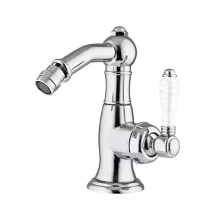 Nicolazzi P.m. Blanc A Смеситель для биде, на 1 отв, с донным клапаном, излив: 127 мм, ручки состаренная керамика, цвет: хром