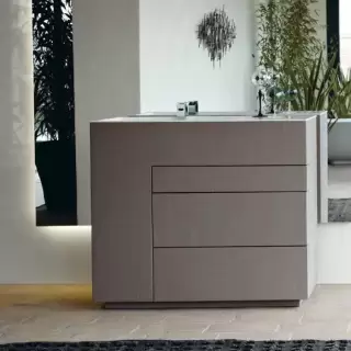 NOORTH milldue edition TOUCH Комплект мебели 100х40х88см, напольный, 3 ящика, слив в пол, раковина Milltek, смеситель H2O, цвет: Argilla матовый