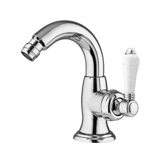 Nicolazzi P.m. Blanc A Смеситель для биде, на 1 отв, с донным клапаном, излив: 132 мм, ручки состаренная керамика, цвет: хром