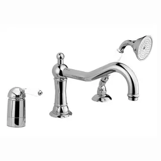 Nicolazzi P.m. Blanc A Смеситель на борт ванны на 3 отверстия, с изливом 246мм и ручным душем, ручки состаренная керамика, цвет: хром